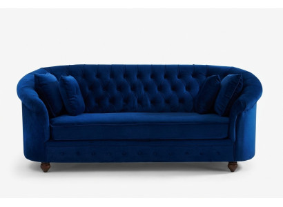 jvmoebel ® - Leder Sofa Couch - Royal Blau Polster Dreisitzer Couch Garnitur