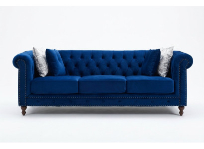 jvmoebel ® - Leder Sofa Couch - Royal Blau Polster Dreisitzer Couch Garnitur