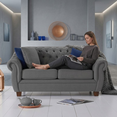 Klassische Leder Couch - Textil Chesterfield Stoff Sofa 2 Sitzer  Neu jvmoebel ®