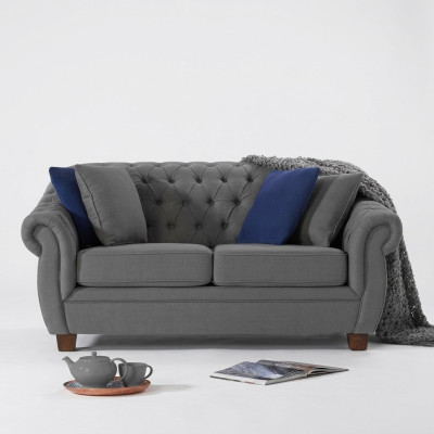 Klassische Leder Couch - Textil Chesterfield Stoff Sofa 2 Sitzer  Neu jvmoebel ®
