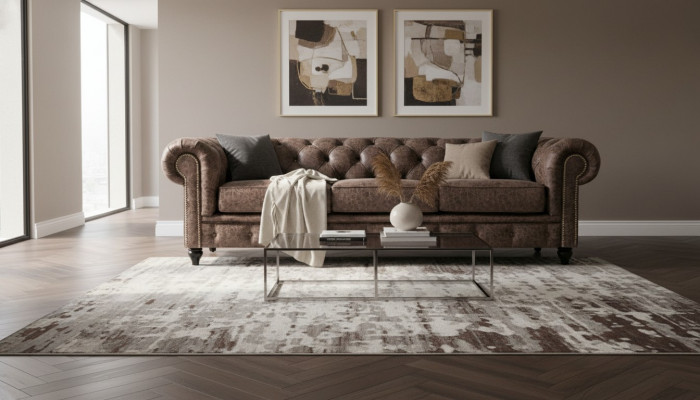 Mens Club Chesterfield Sofa Couch Leder Polster Dreisitzer Braun NEW
