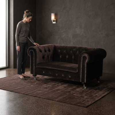 jvmoebel ® - Leder Sofa Couch  Royal Braun Polster Zweisitzer Couch Garnitur Neu