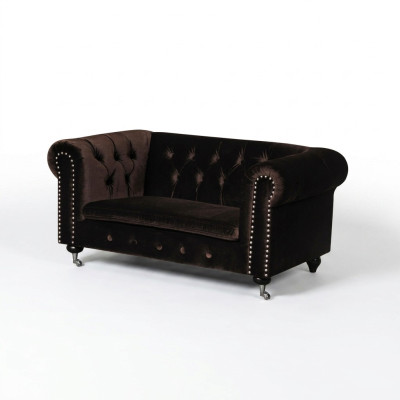jvmoebel ® - Leder Sofa Couch  Royal Braun Polster Zweisitzer Couch Garnitur Neu