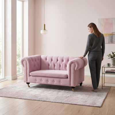 jvmoebel ®  Leder Sofa Couch - Design Polster Dreisitzer Couch Garnitur Rosa Neu