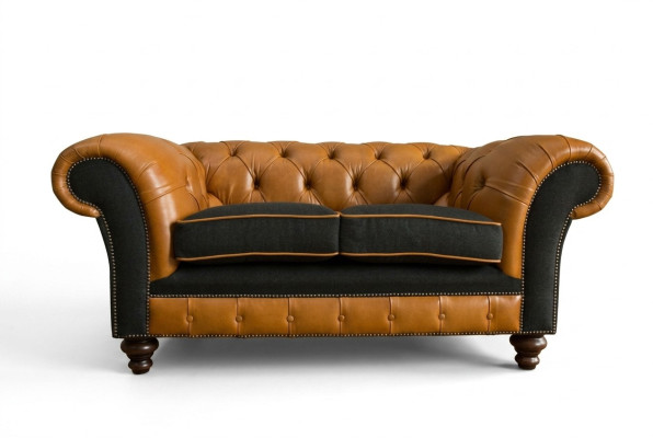 jvmoebel ®  Leder Sofa Couch - Design Polster Zweisitzer Couch Garnitur Braun