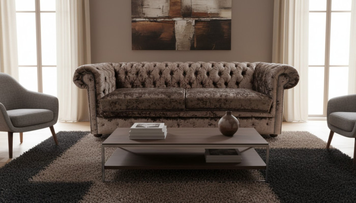 Chesterfield 5 Sitzers Klassische Luxus Barock Rokoko Sofa Couch Textil Leder