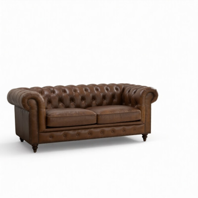 jvmoebel ®  Leder Sofa Couch - Design Polster Zweisitzer Couch Garnitur Braun