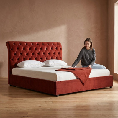 Royal-rotes Schlafzimmer Chesterfield Doppelbett Polsterbetten Luxus Design