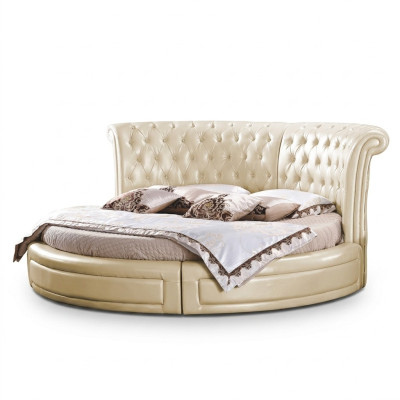 Rundes Bett Chesterfield Designer Rund Schlafzimmer Textil Leder Polster Betten