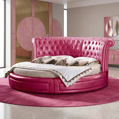 Rundes Klassisches Bett Chesterfield Betten Polster Runde Betten Leder