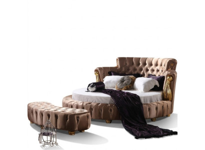 Rundes Bett Chesterfield Designer Rund Betten Schlafzimmer Textil Leder