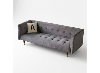 Moderner Grauer Chesterfield 3-Sitzer Luxus Wohnzimmer Couch