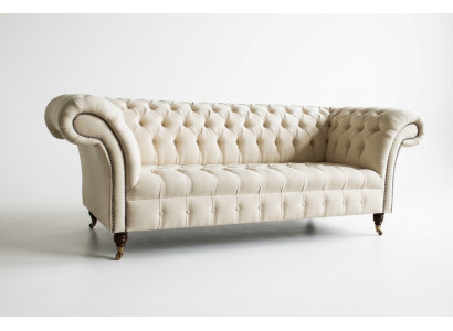 Moderner Beiger Chesterfield 3-Sitzer Sofa Wohnzimmer Couch