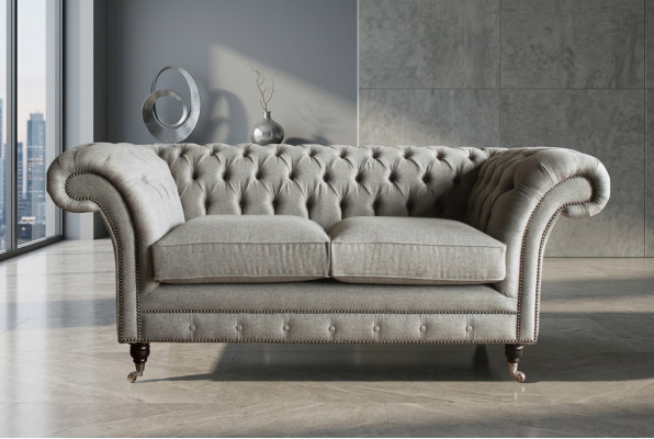 Sofa Couch Polster Design Sitz Sofas Zimmer Möbel Leder 2er Moderne Grau Stoff