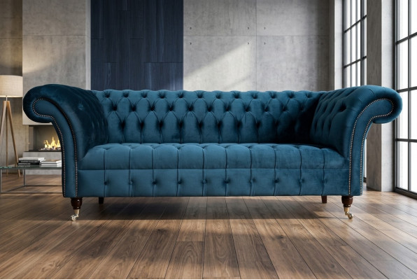 Chesterfield 3 Sitzer Polster Couch Leder Stoff Sofa Couchen Textil Modern Stil