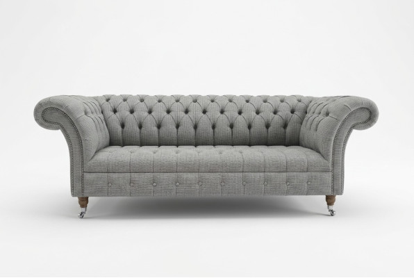 Wohnzimmer Chesterfield Sofa Design Textil Couchen Sofas Dreisitzer Grau Couch