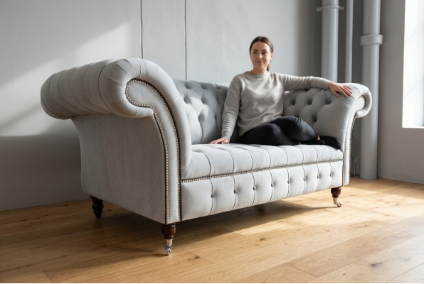 Textil Sofa Stoff Couch Chesterfield big sofas xxl couchen Sitz Polster 185cm