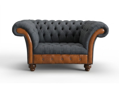 Sessel Couch Polster Sofa Textil Chesterfield Couchen 1,5 Sitzer Einsitzer Grau
