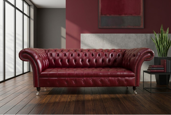 Roter Chesterfield Dreisitzer Designer 3-er Sofa Luxus Couch