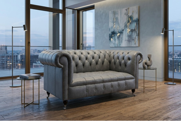 Sofa Chesterfield 2 Sitzer Couch Polster Sitz Textil Stoff Leder Couchen Sofas
