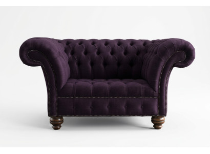 Sessel Chesterfield Design Stoff Couch 1.5 Sitzer Polster Sofas Lounge Samt Lila