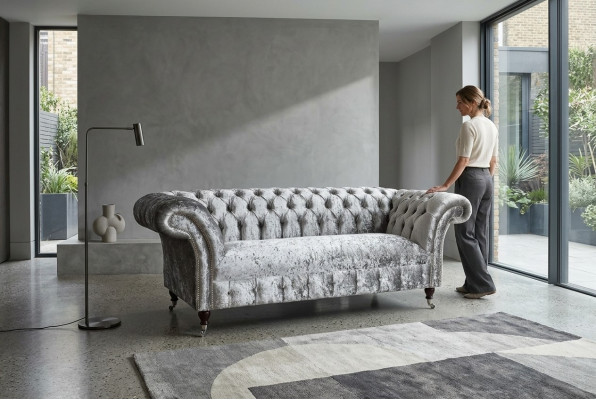 Chesterfield 2 Sitzer Couch Polster Sofa Designer Couchen Sitz Samt Textil Neu