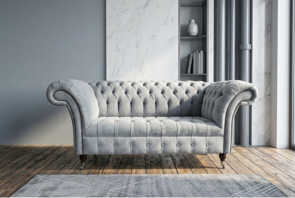 Sofa Chesterfield 2 Sitzer Couch Polster Sitz Textil Stoff Samt Couchen Sofas