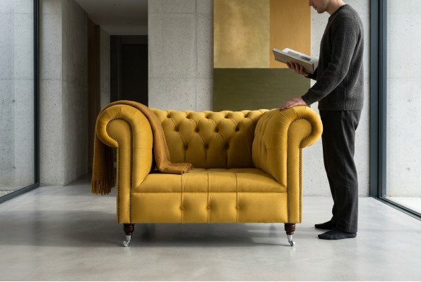 Chesterfield Design Sofa Sessel Couch Polster Luxus Textil Couchen Ohrensessel