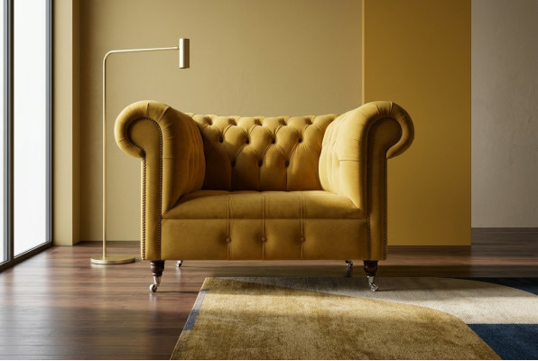 Chesterfield Design Sofa Sessel Couch Polster Luxus Textil Couchen Ohrensessel