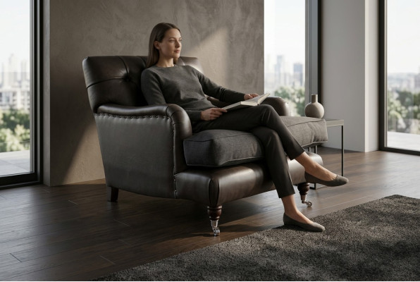 Sessel Club Lounge Designer Stuhl Polster Sofa 1 Sitzer Relax Drehbar Fernseh
