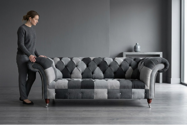 Sofa 3 Sitzer Couch design Chesterfield Sitz Garnitur Leder Textil Polster Neu