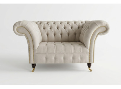 Sessel Couch Polster Sofa Textil Chesterfield Couchen 1,5 Sitzer Einsitzer Weiß