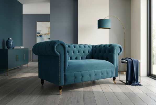 Design Polster Sitz Couch 2 Sitzer Garnitur Sofa Sofas Couchen Textil Stoff Grün