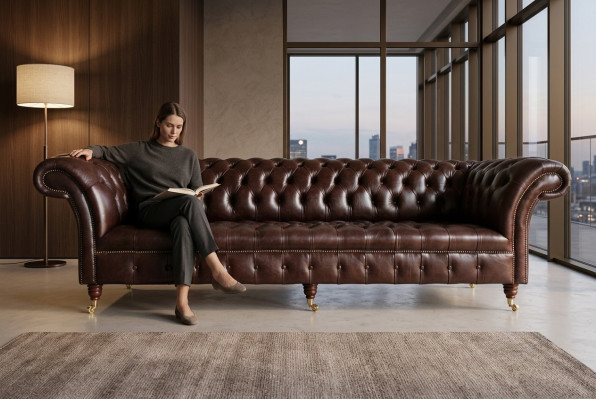 Sofa 4 Sitzer Couch design Chesterfield Polster Sitz Garnitur Leder Textil Neu