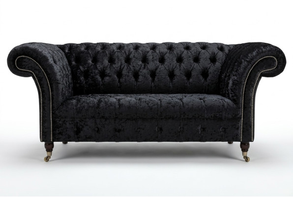 Luxus Chesterfield 2 Sitzer Couch Polster Sofa Textil Stoff Garnitur Neu Couchen