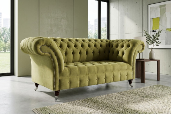 Grüne Sofa Couch Polster Chesterfield Sitzmöbel Textil Stoff Leder Couchen Neu