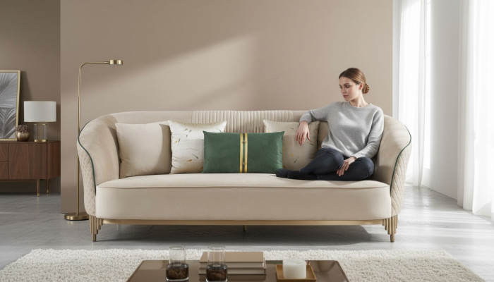 Dreisitzer 3 Sitzer Designer Sofa Polster Sofas Couchen Stoff Textil Leder