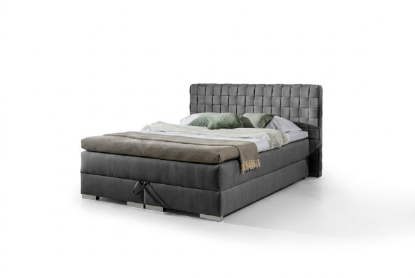 Bett Design Luxus Hotel Betten 200x200cm Boxspringbett Textil Grau 200x200cm neu