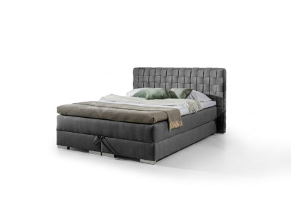 Bett Design Luxus Hotel Betten 200x200cm Boxspringbett Textil Grau 200x200cm neu