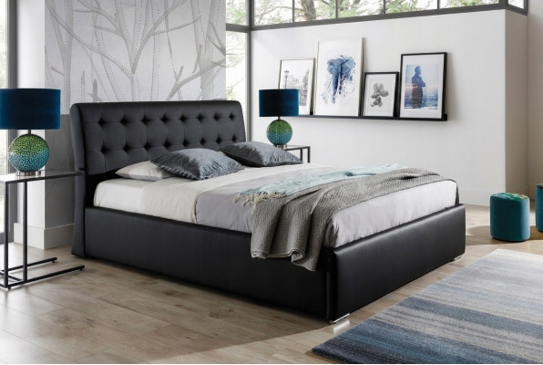 Klassisches Luxus Betten Polster Leder Textil Hochwertiges Schlafzimmer Bett Neu