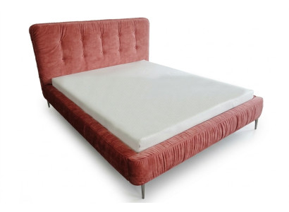 Moderne Betten Holz Leder 180x200cm Polster Ehe Design Leder Hotel Bett Rosa Neu