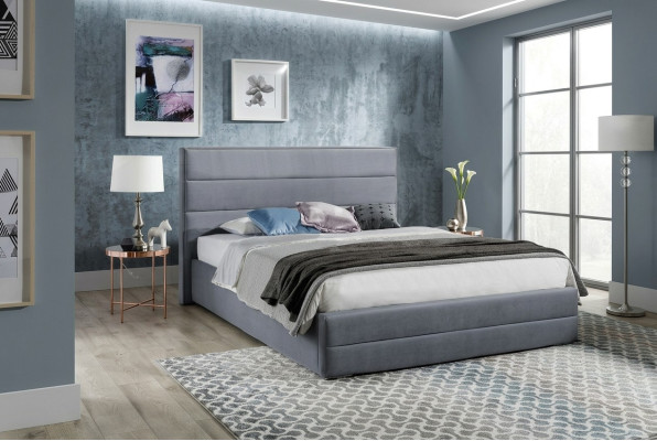 Klassisch Graue Designer Bett Schlafzimmer Textil Leder Polster 180x200cm Neu
