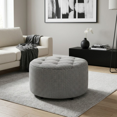 Runde Hocker Design Polster Fußhocker Ottomane Sitz Textil Chaise Lounge Pufa