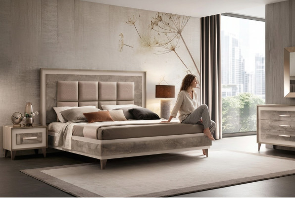Bett Nachttisch 3tlg. Schlafzimmer Set Luxus Modern Komplett Italienische Möbel