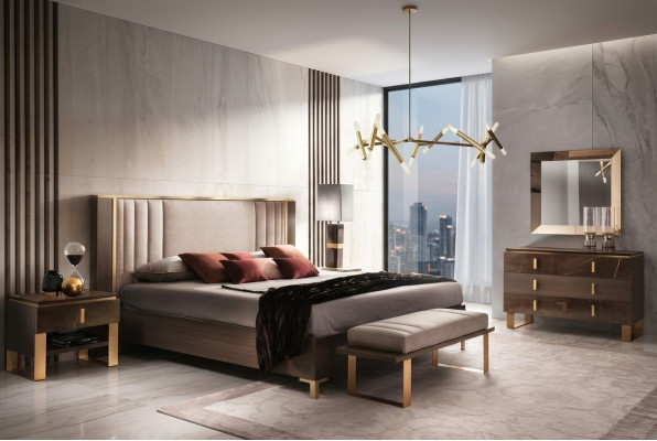 Modernes Schlafzimmer Set Bett Nachttisch Hocker 4tlg. Garnitur Gruppe