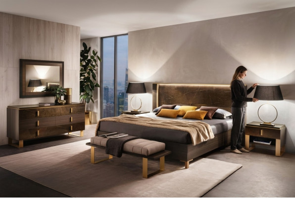 Luxus Schlafzimmer Bett Doppel Stil Modern Polster Betten Italienische