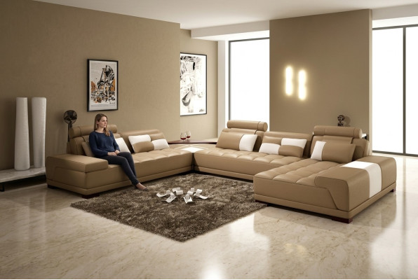 Ledersofa mit USB Sofa Polster Sitz Ecke Wohnlandschaft Couch Eckgarnitur PH376