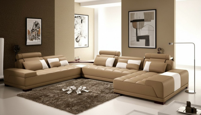 Ledersofa mit USB Sofa Polster Sitz Ecke Wohnlandschaft Couch Eckgarnitur PH376