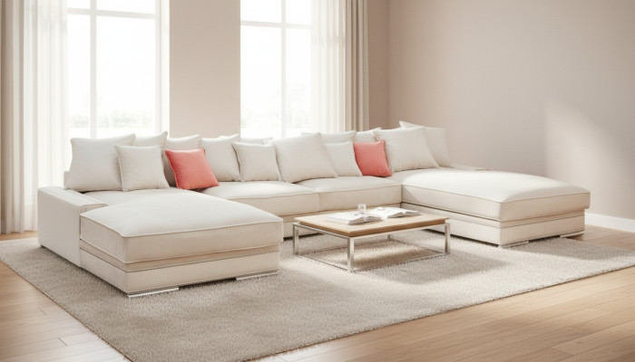 Luxury Textil Modern Desing Ecksofa in U-Form Wohnlandschaft Polsterecke Neu