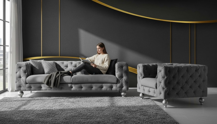 Garnitur Big Set 32 Sitzer Textil Sofa Couch Garnitur Modern Design Wohnzimmer